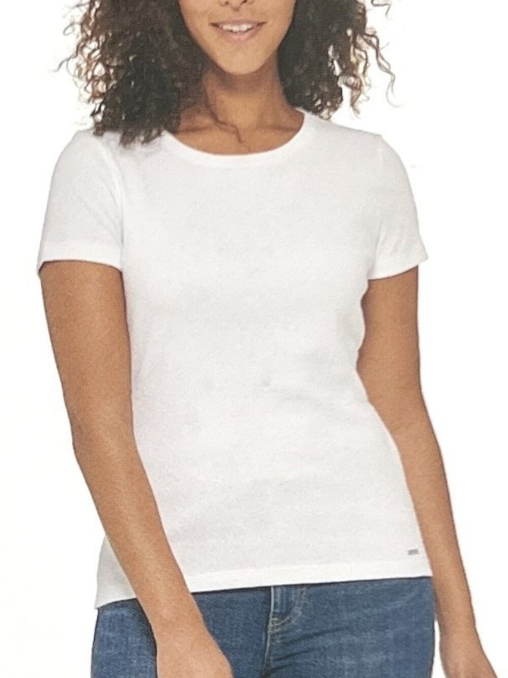 DKNY Women's Short Sleeve Crew Neck T- Shirt White Size M